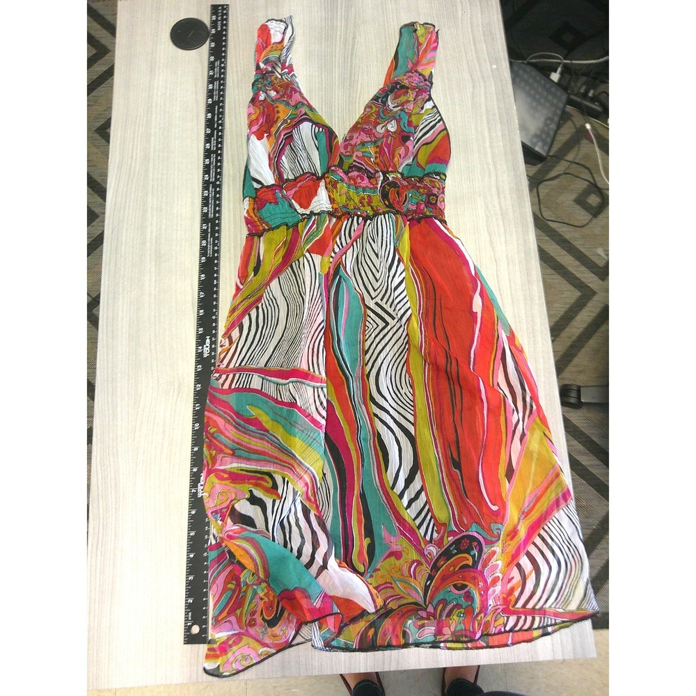 Fire‎ Los Angeles Mini Dress Womens Medium Multi Color Excellent Abstract Print